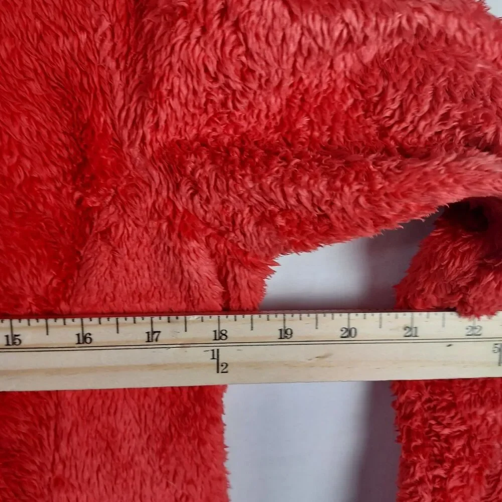 The North Face Women M Red Fuzzy Teddy Fleece Hooded Jacket Soft Zip‑Up Coat